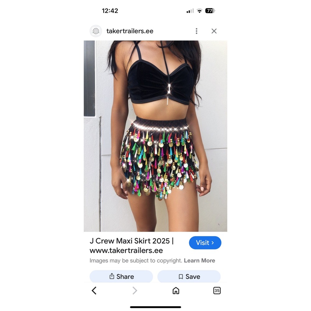 Sequin Mini Skirt Festival Rave‎ Dance Party Costume Multicolor Coin Embellished